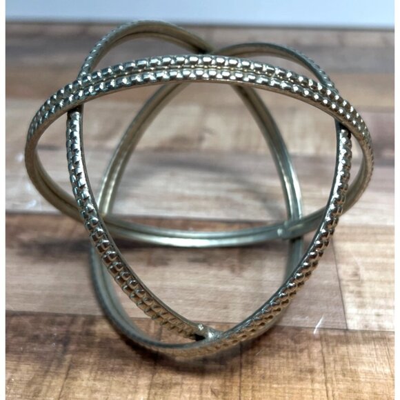 Decorative Metal Orb Tabletop Accent - Modern Silver Finish With Texture - Picture 1 of 2
